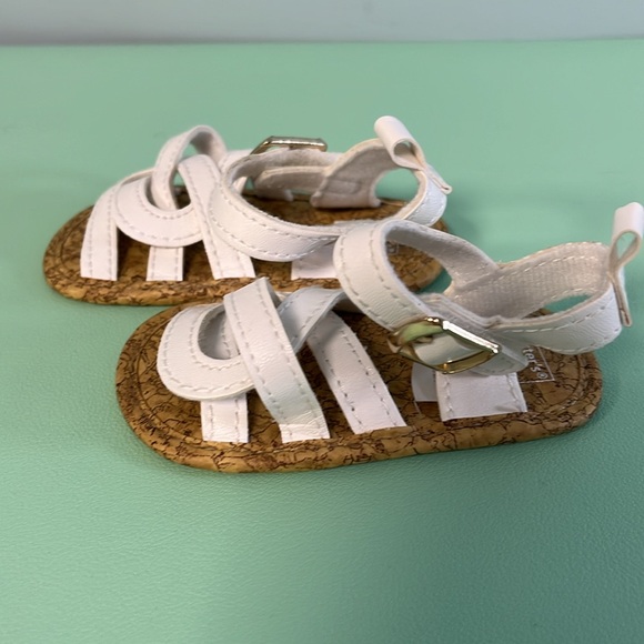 Carter’s White Baby Velcro Strapped Sandal, Baby Size 0-3 month, Baby First Shoe - Picture 4 of 7